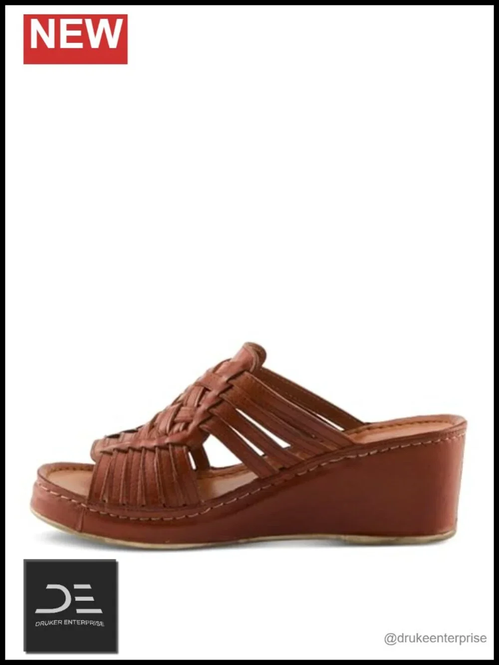 Women's Woven Leather Slip-On Mule Wedge Sandal - 2.5 Inch Heel